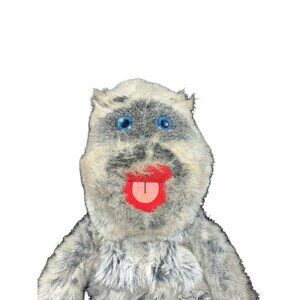 1970s-1980s Vintage Mopkins Full Body Furry Gray Sloth Hand Puppet w/ Wrap Arms